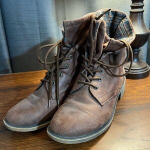 8 | Cute suede ankle booties with flannel interior by Mudd